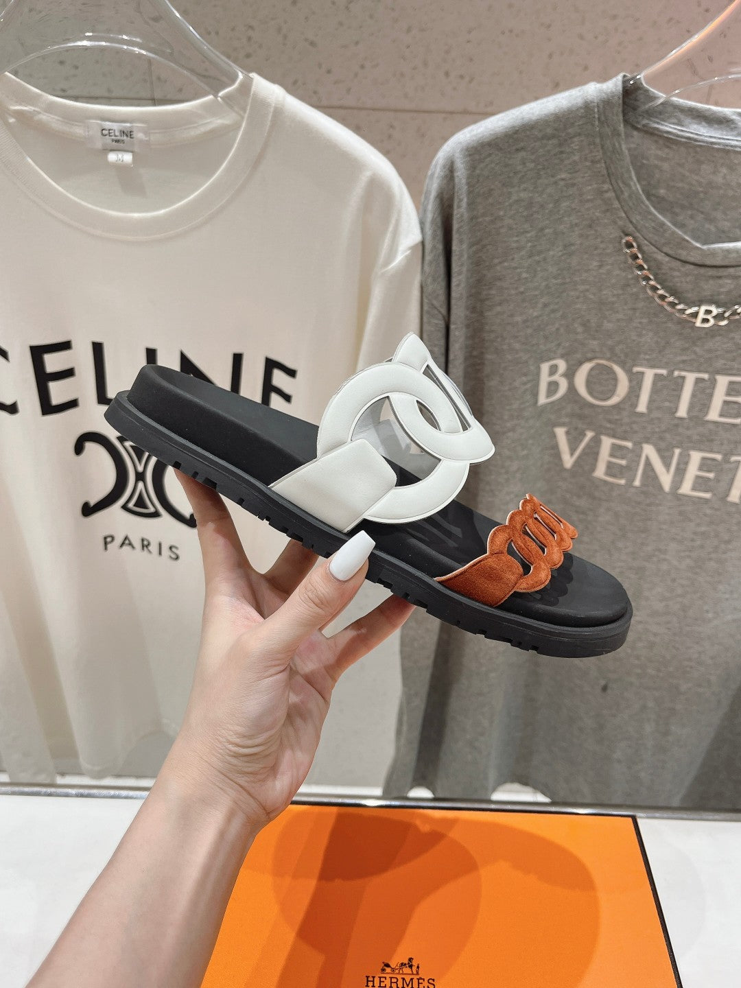 EXTRA SANDAL BLACK MIX WHITE MIX SYRUP CALFSKIN - 35