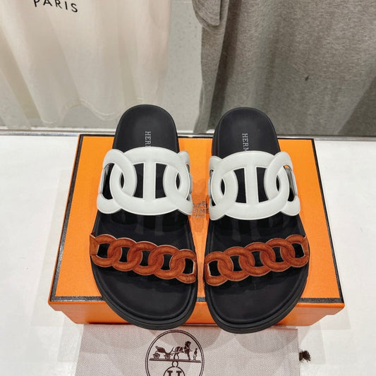 EXTRA SANDAL BLACK MIX WHITE MIX SYRUP CALFSKIN - 35