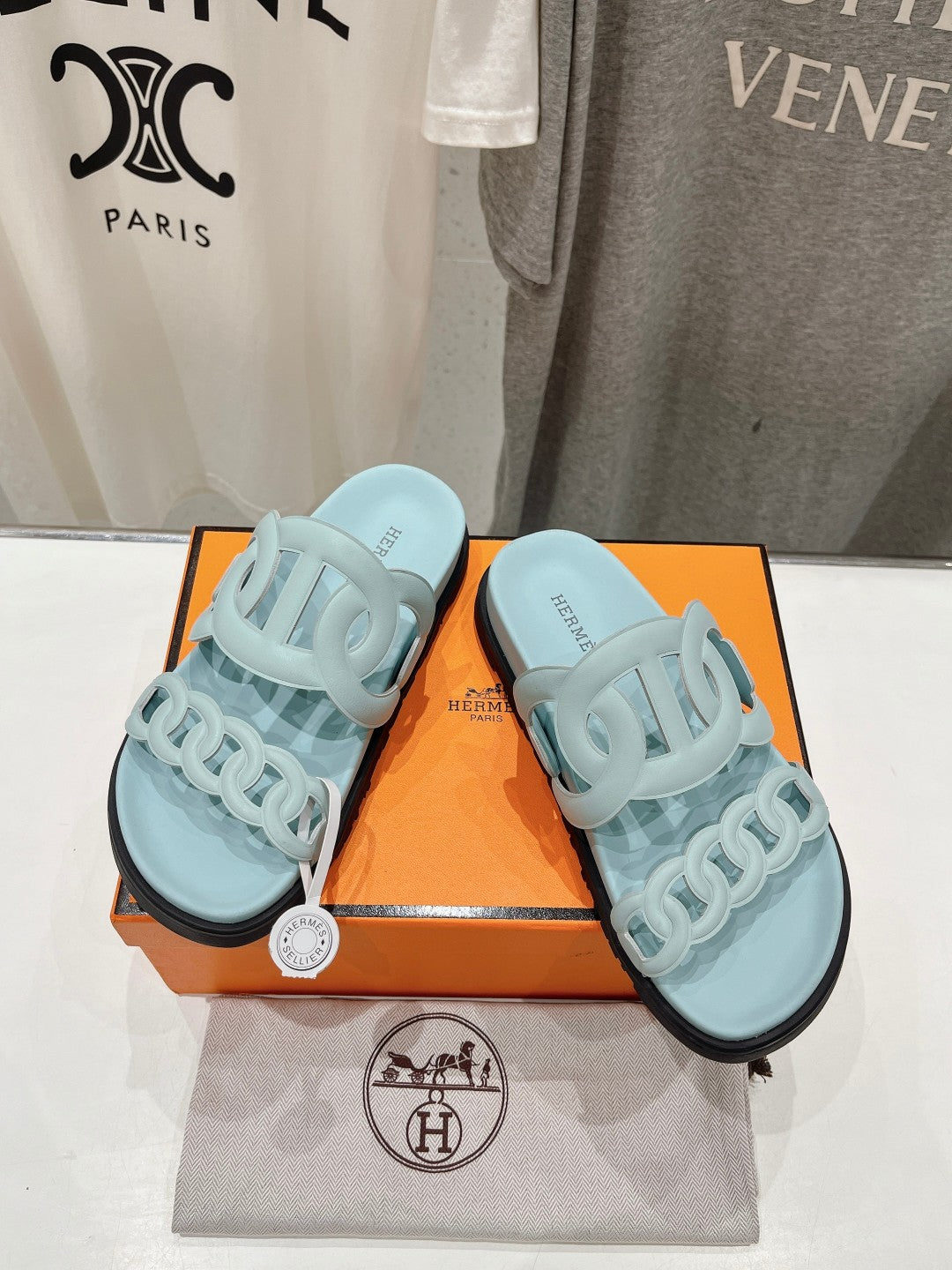 EXTRA SANDAL PASTEL PASTEL BLUE CALFSKIN - 35
