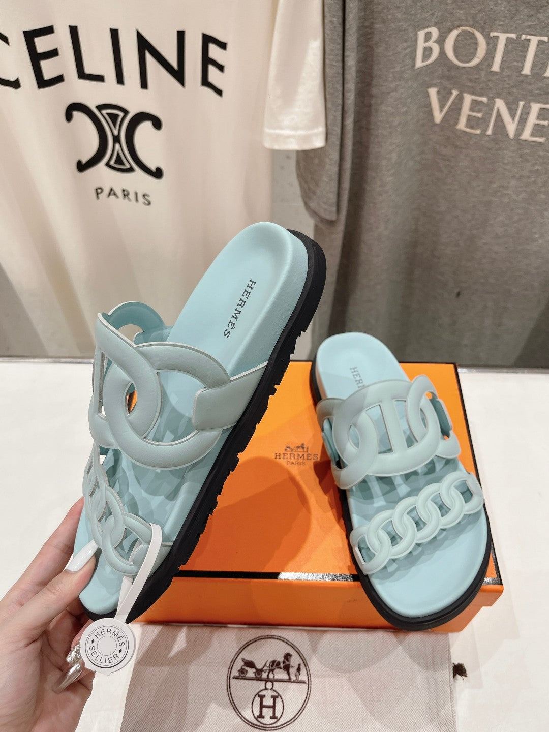 EXTRA SANDAL PASTEL PASTEL BLUE CALFSKIN - 35