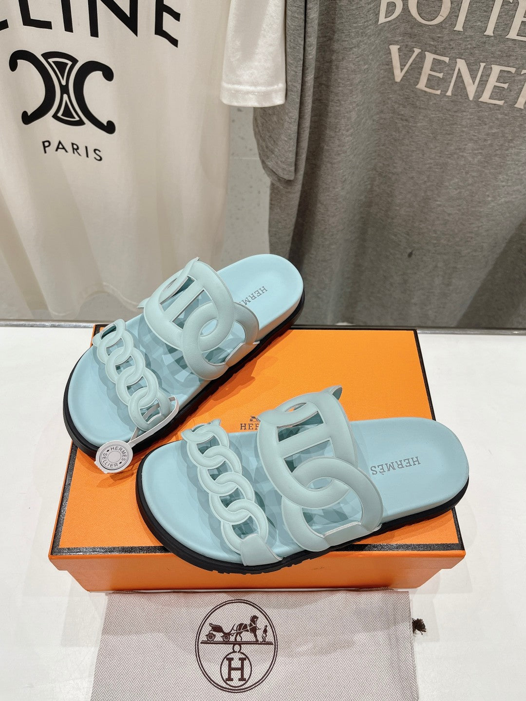 EXTRA SANDAL PASTEL PASTEL BLUE CALFSKIN - 35