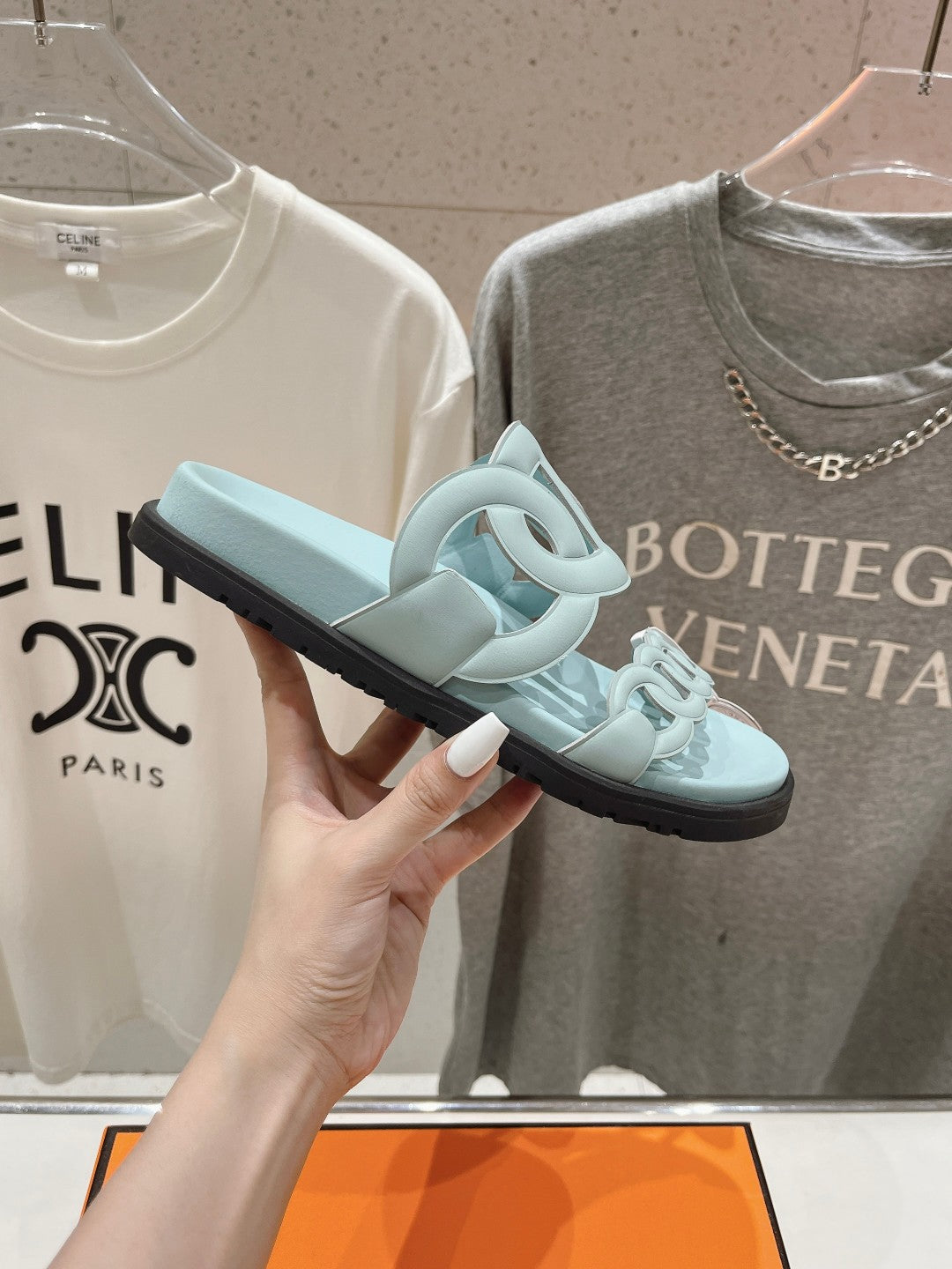 EXTRA SANDAL PASTEL PASTEL BLUE CALFSKIN - 35