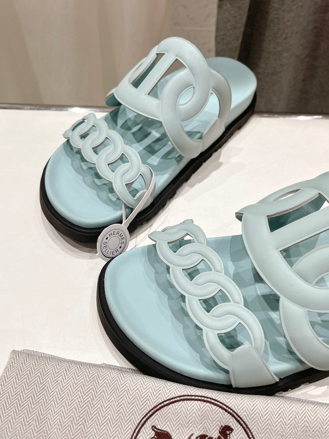EXTRA SANDAL PASTEL PASTEL BLUE CALFSKIN - 35