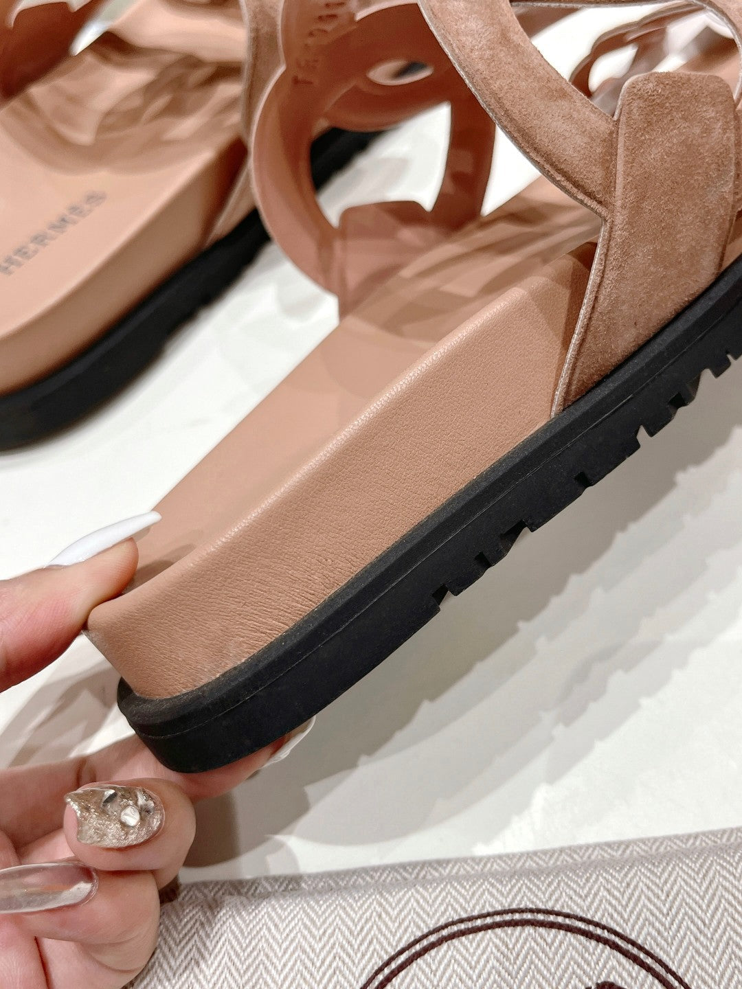 EXTRA SANDAL PASTEL PINK NUDE CALFSKIN - 35