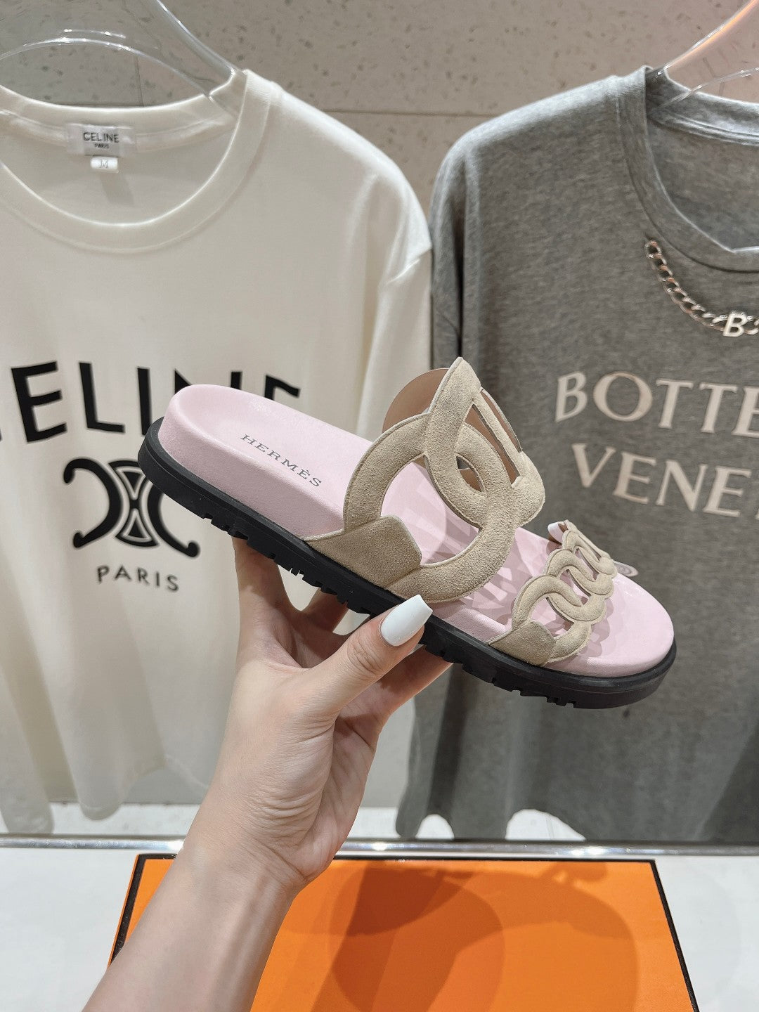EXTRA SANDAL PASTEL PINK CALFSKIN - 35