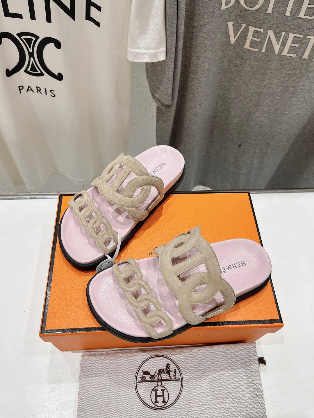 EXTRA SANDAL PASTEL PINK CALFSKIN - 35