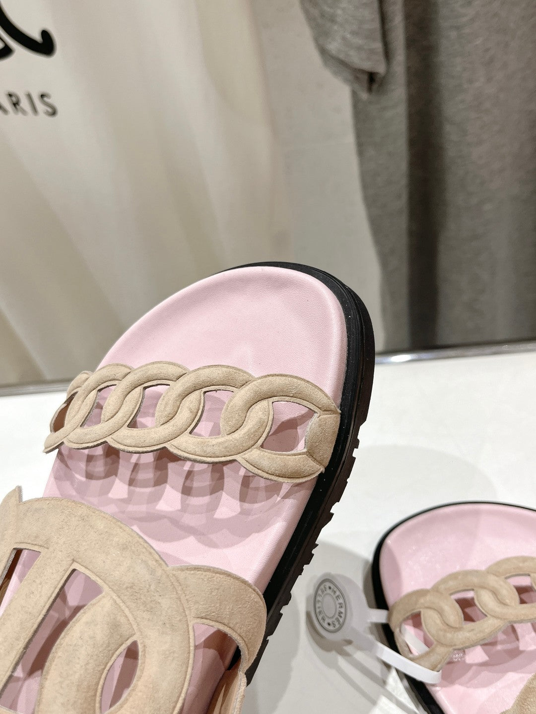 EXTRA SANDAL PASTEL PINK CALFSKIN - 35