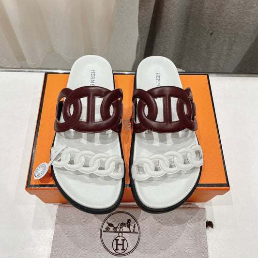 EXTRA SANDAL WHITE MIX BROWN CALFSKIN - 35