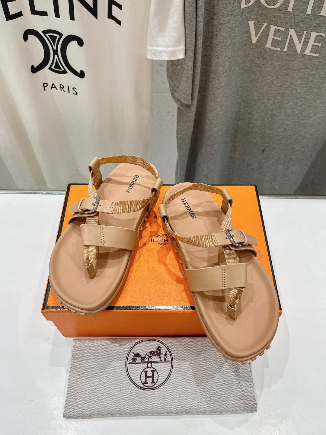 SANDAL BRAIDED 30 CHAMPAGNE CALFSKIN - 35