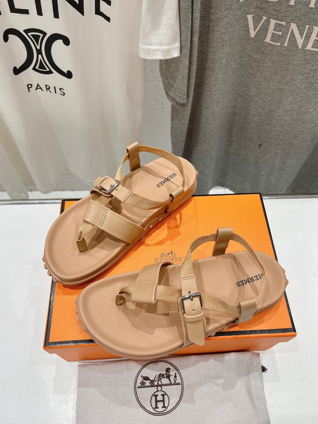SANDAL BRAIDED 30 CHAMPAGNE CALFSKIN - 35