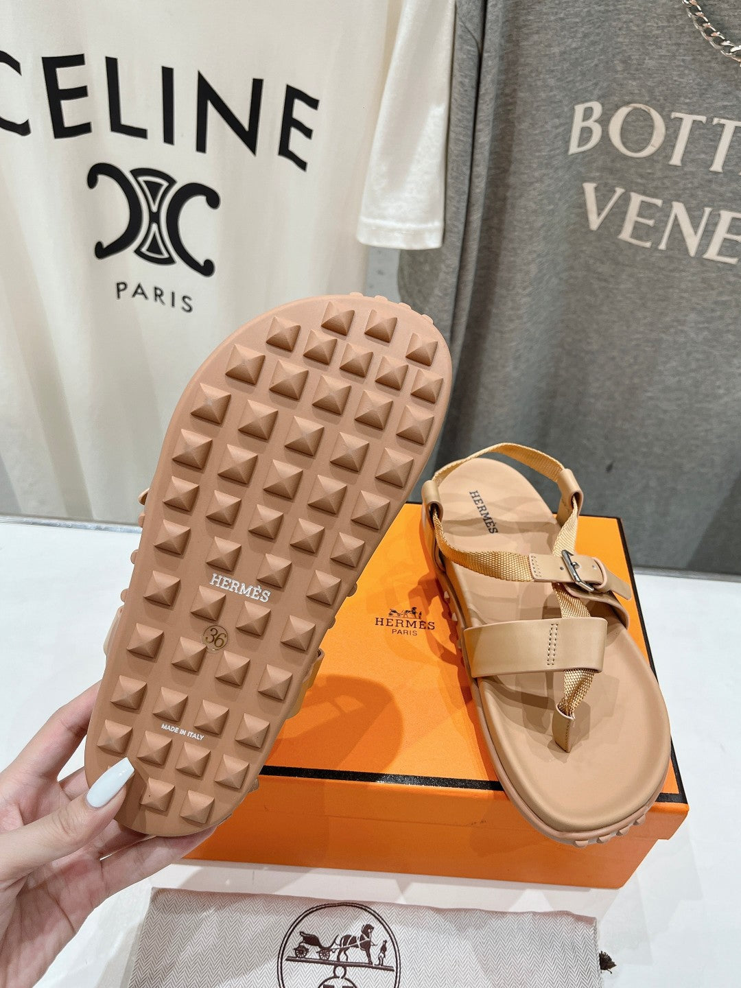 SANDAL BRAIDED 30 CHAMPAGNE CALFSKIN - 35