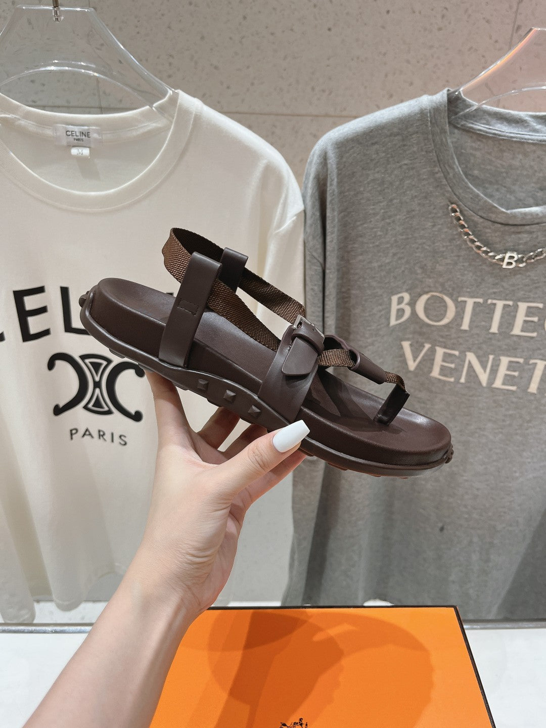 SANDAL BRAIDED 30 CHOCOLATE CALFSKIN - 35
