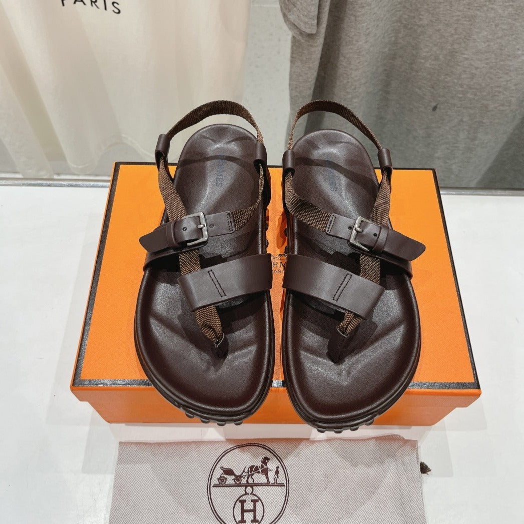 SANDAL BRAIDED 30 CHOCOLATE CALFSKIN - 35