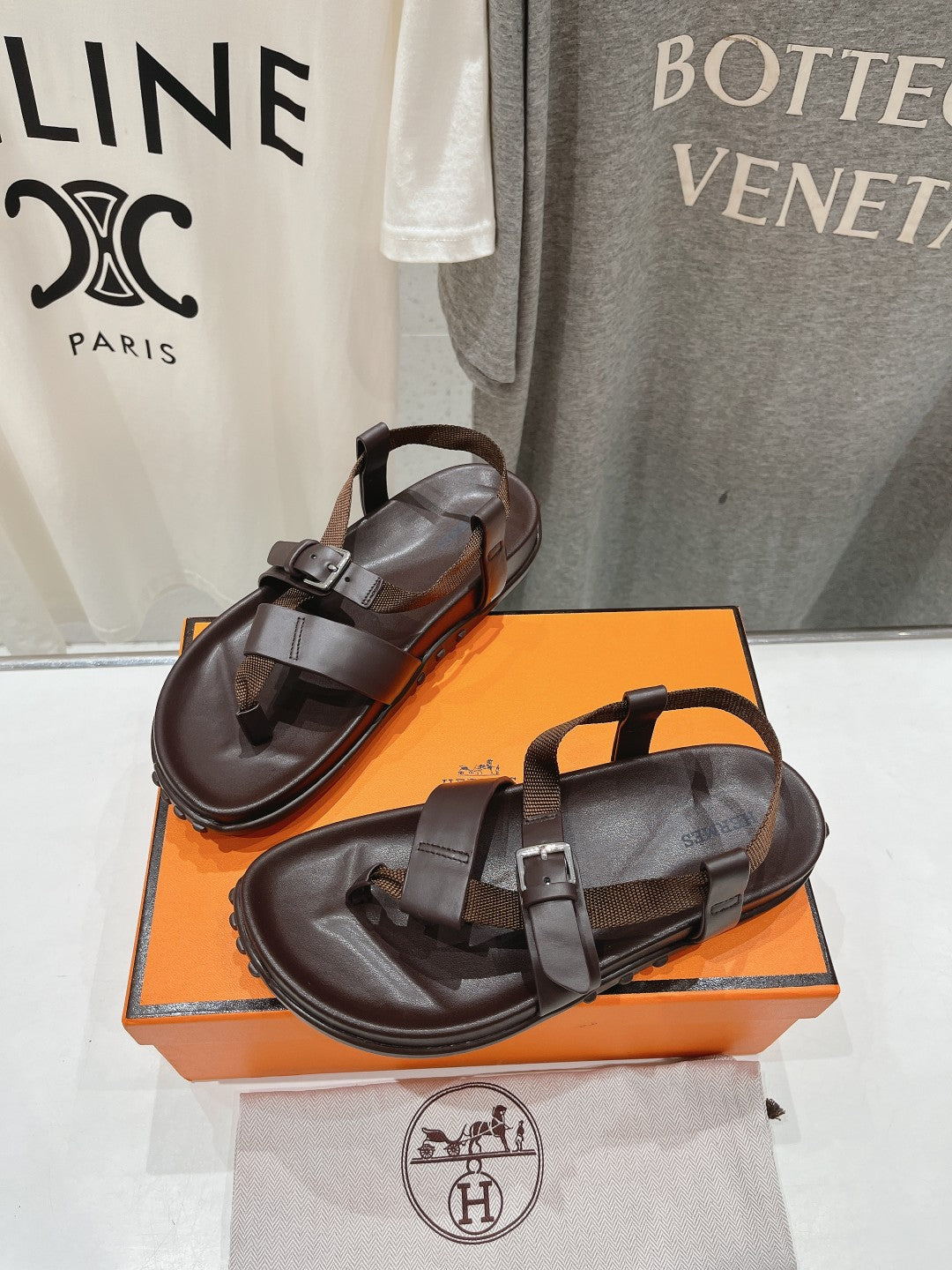 SANDAL BRAIDED 30 CHOCOLATE CALFSKIN - 35