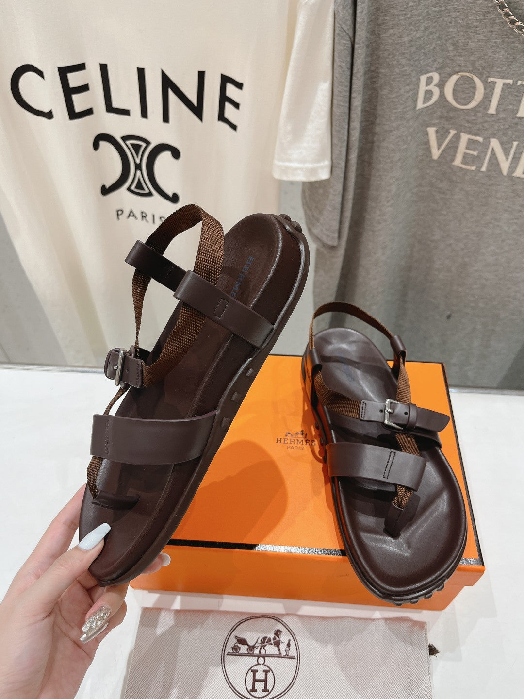 SANDAL BRAIDED 30 CHOCOLATE CALFSKIN - 35