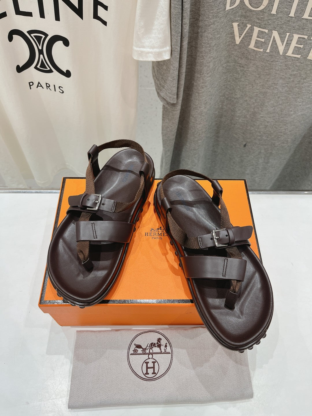SANDAL BRAIDED 30 CHOCOLATE CALFSKIN - 35
