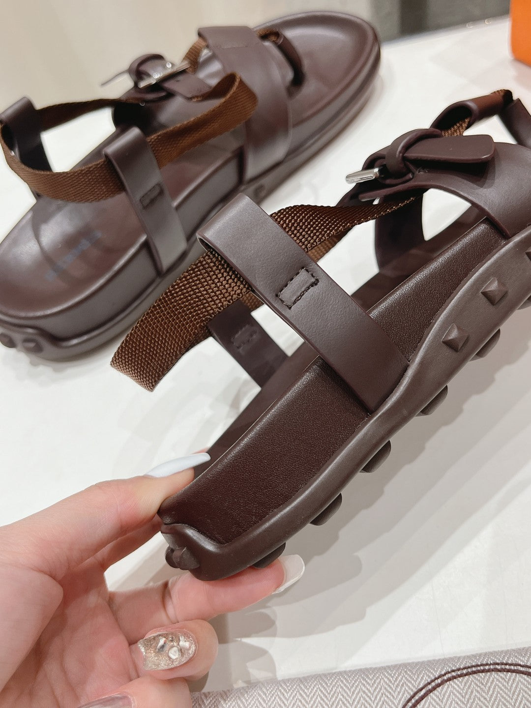 SANDAL BRAIDED 30 CHOCOLATE CALFSKIN - 35