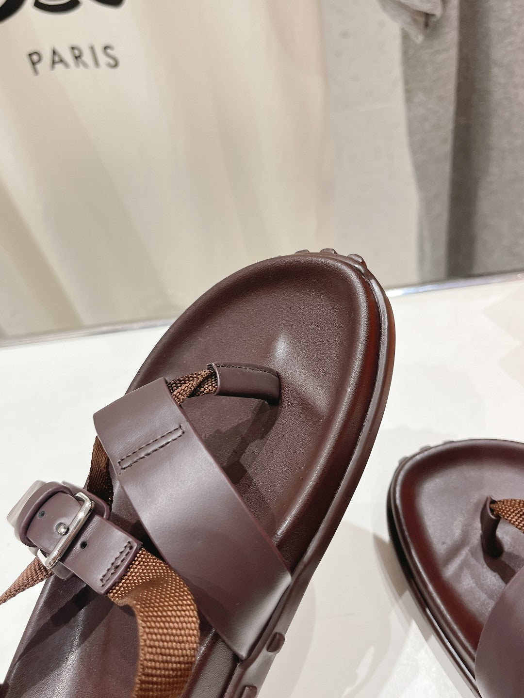 SANDAL BRAIDED 30 CHOCOLATE CALFSKIN - 35