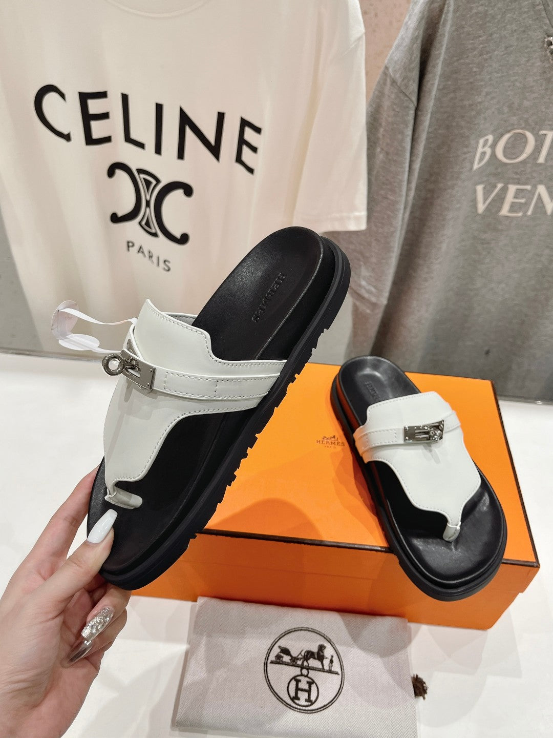EMPIRE SANDAL BLACK MIX WHITE CALFSKIN - 35