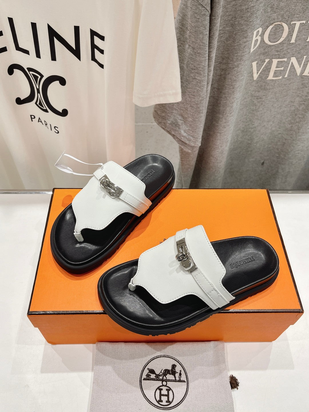 EMPIRE SANDAL BLACK MIX WHITE CALFSKIN - 35