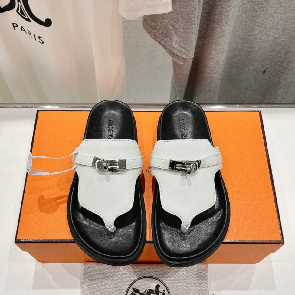 EMPIRE SANDAL BLACK MIX WHITE CALFSKIN - 35