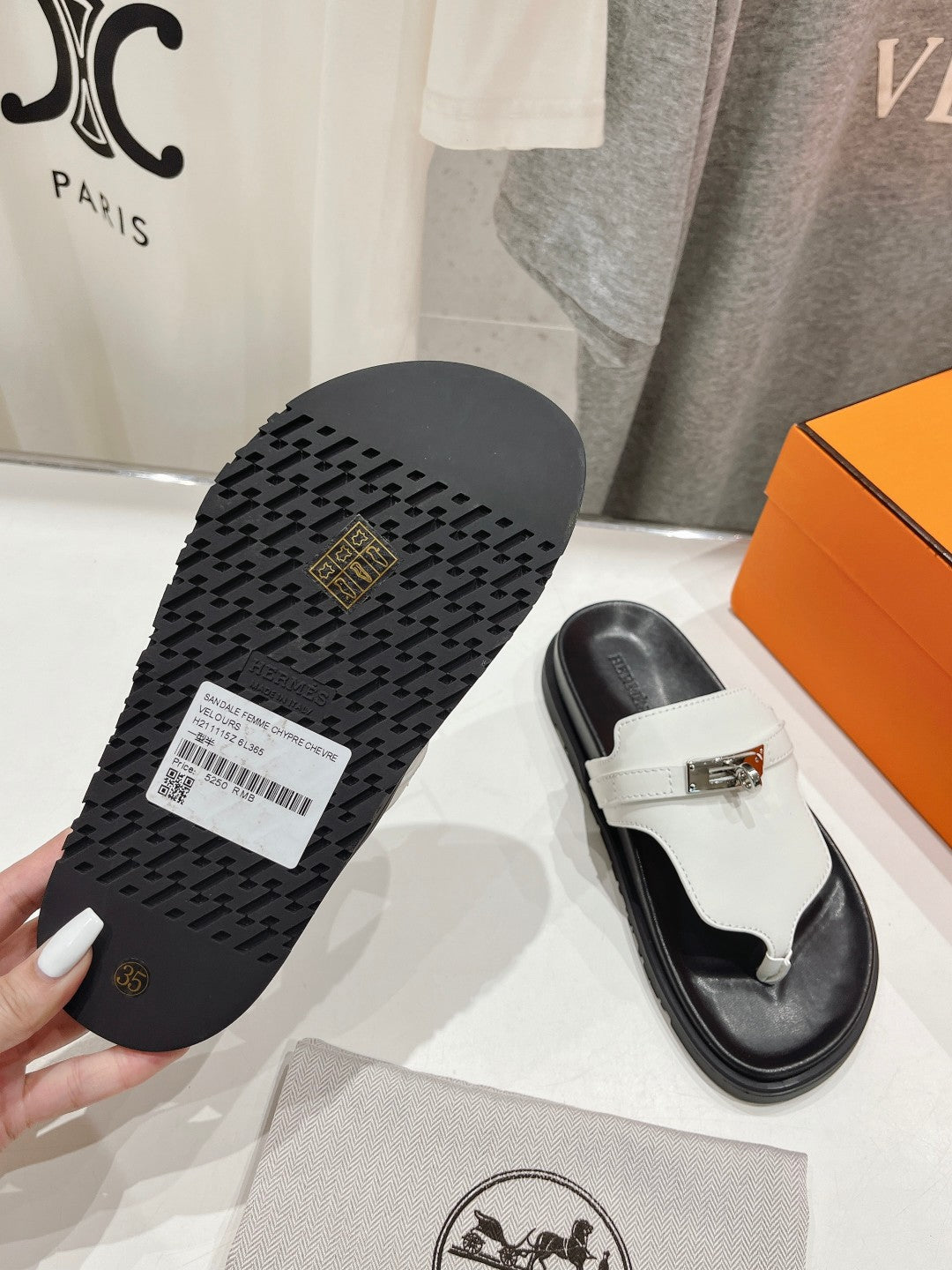 EMPIRE SANDAL BLACK MIX WHITE CALFSKIN - 35
