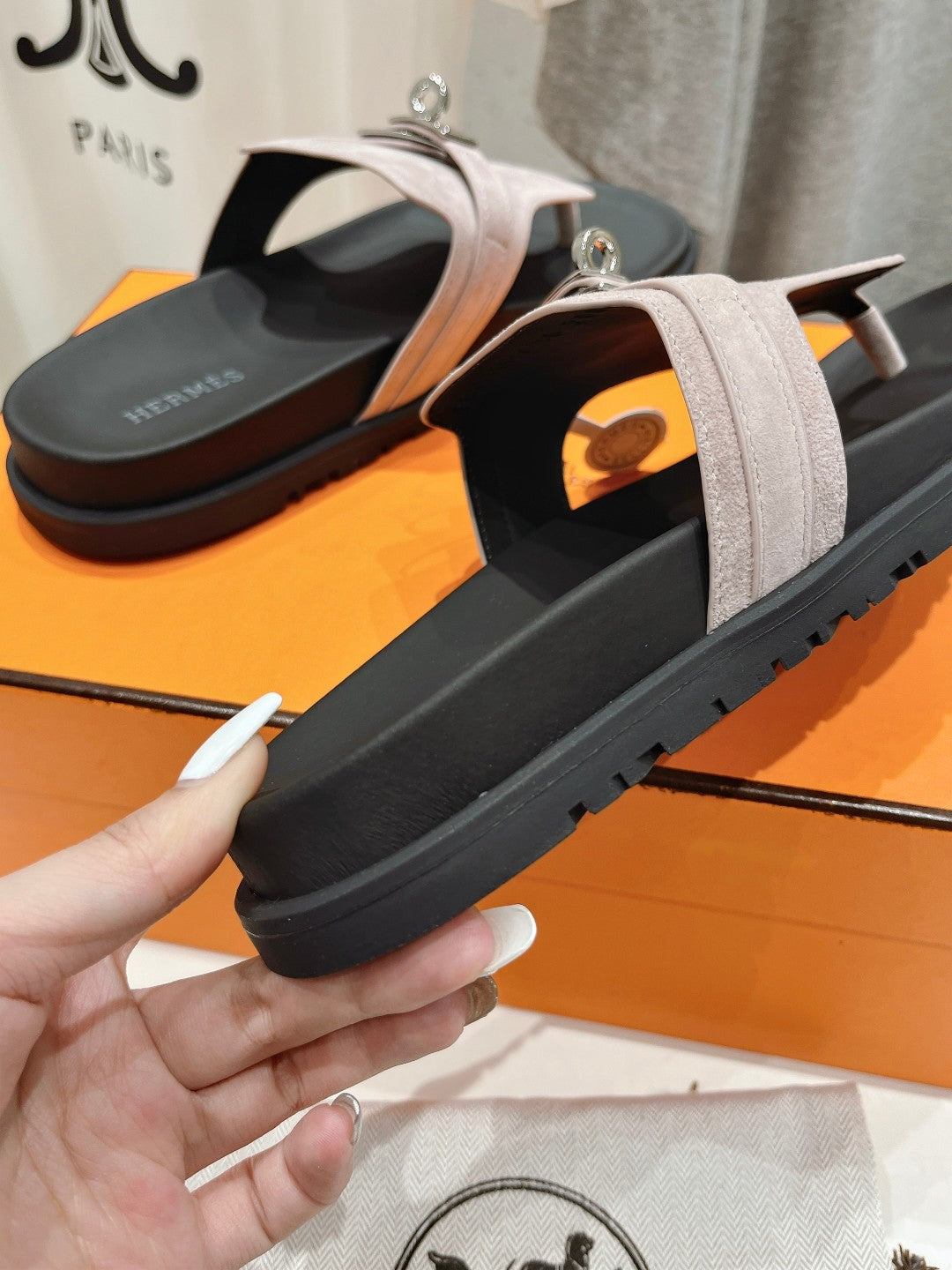EMPIRE SANDAL BLACK MIX LIGHT GRAY SUEDE - 35