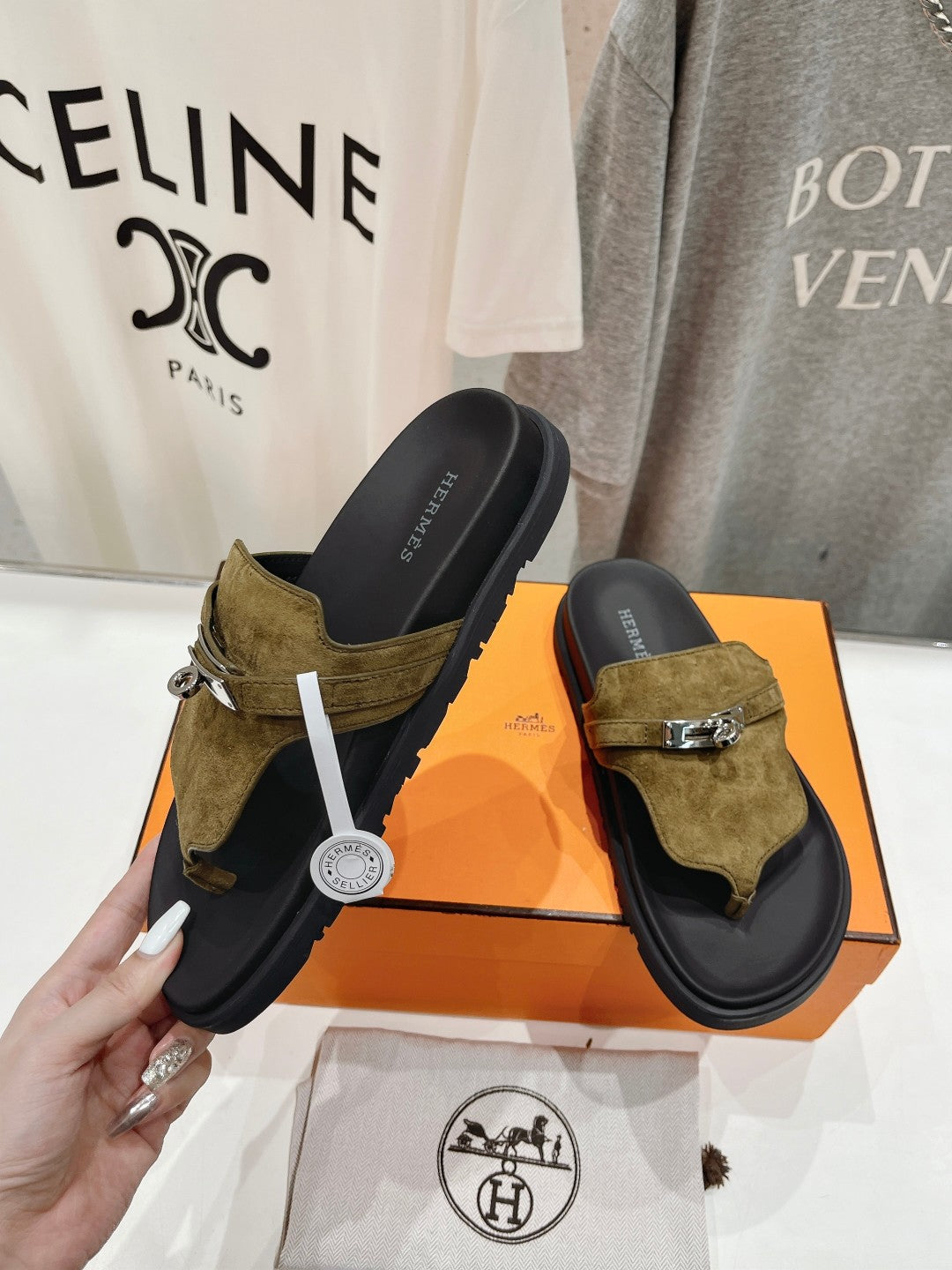 EMPIRE SANDAL BLACK MIX ARMY GREEN SUEDE - 35