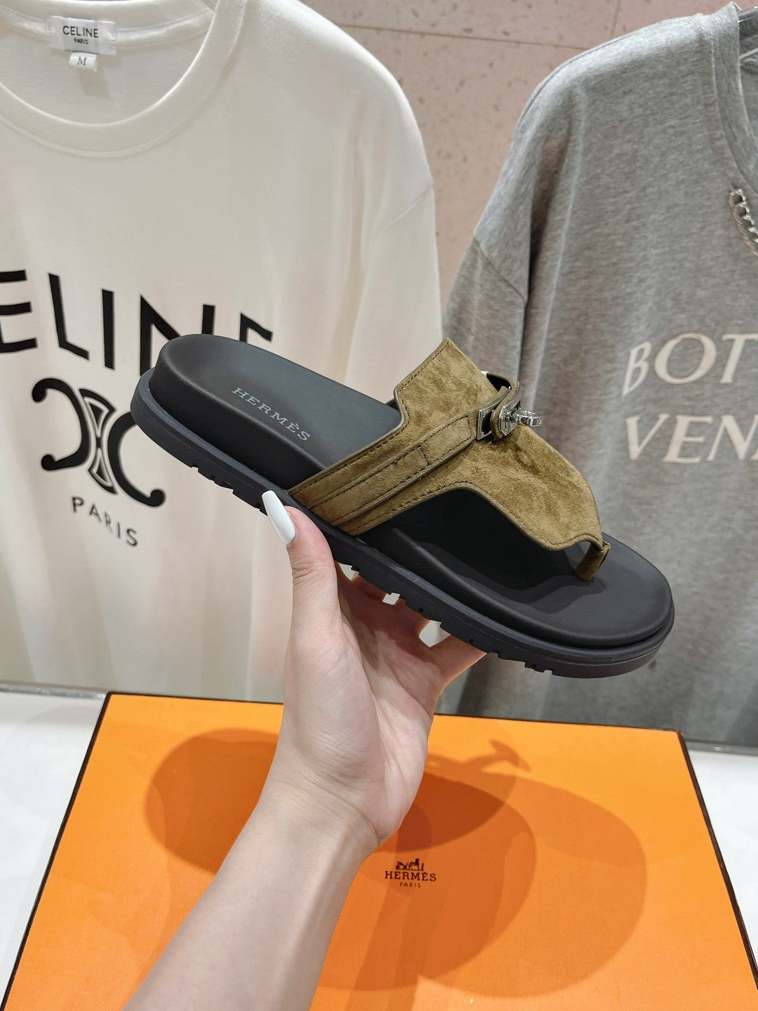 EMPIRE SANDAL BLACK MIX ARMY GREEN SUEDE - 35