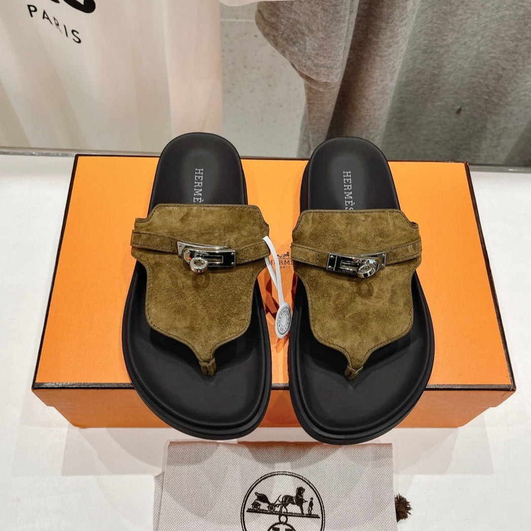 EMPIRE SANDAL BLACK MIX ARMY GREEN SUEDE - 35
