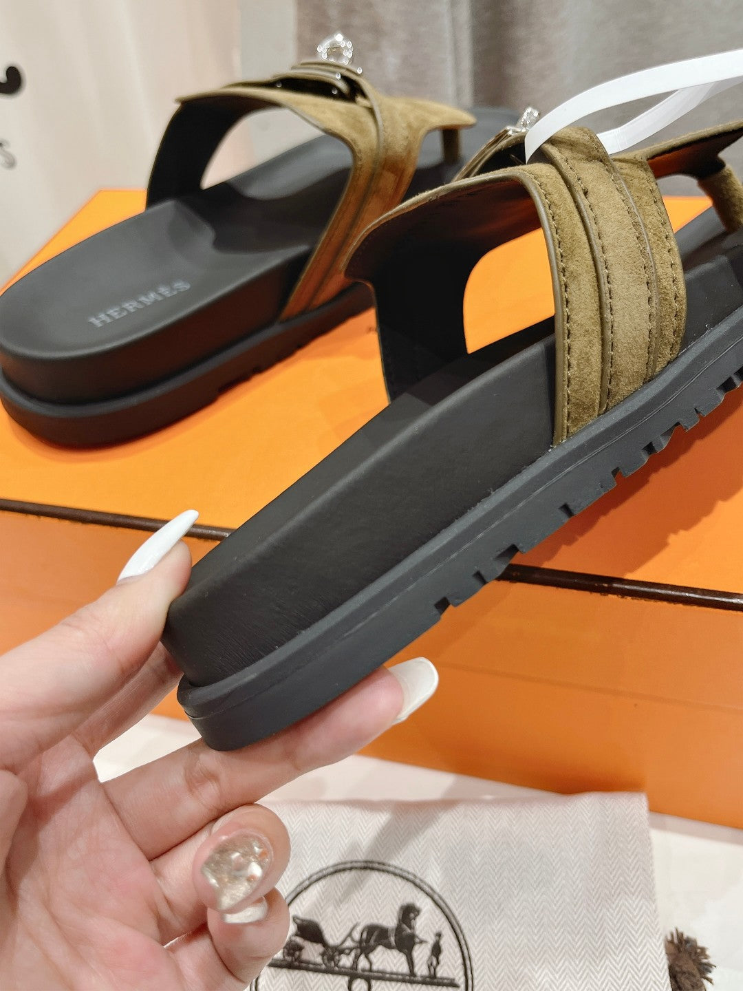 EMPIRE SANDAL BLACK MIX ARMY GREEN SUEDE - 35