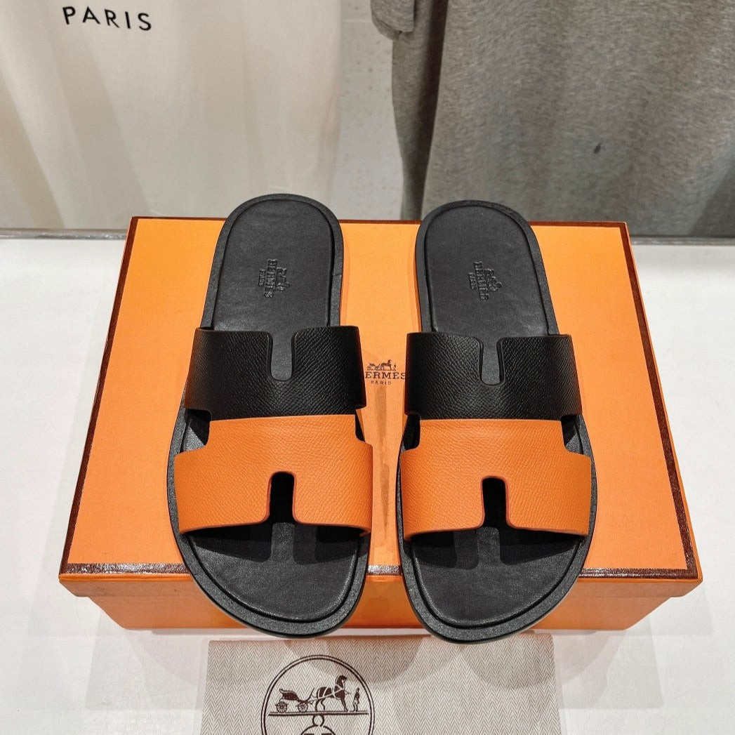 IZMIR SANDAL BLACK MIX ORANGE LAMBSKIN - 35