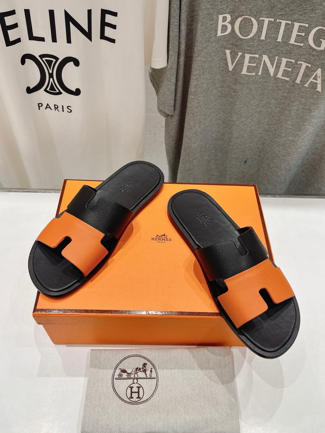 IZMIR SANDAL BLACK MIX ORANGE LAMBSKIN - 35