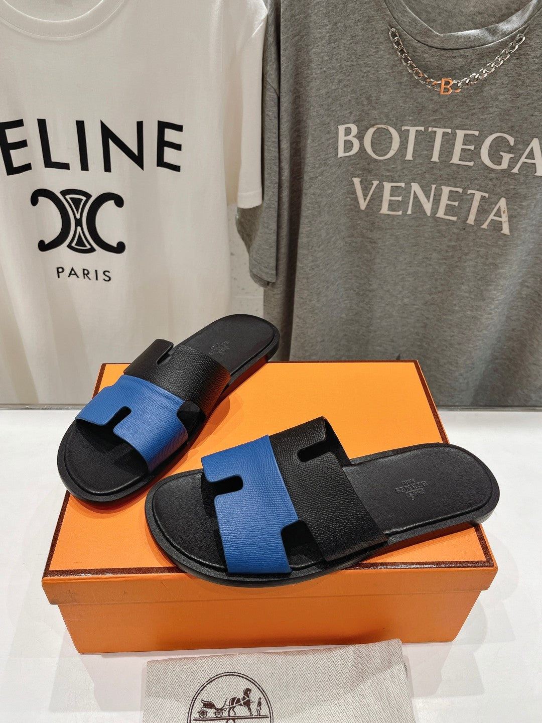 IZMIR SANDAL BLACK MIX COBALT LAMBSKIN - 35