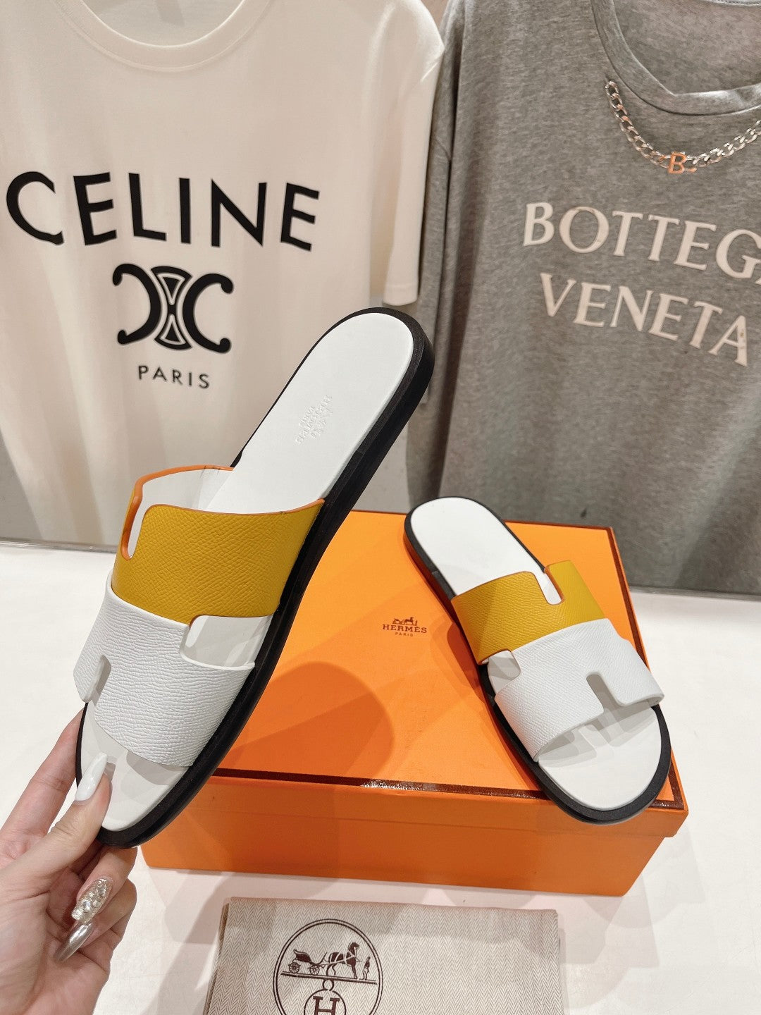 IZMIR SANDAL WHITE MIX YELLOW LAMBSKIN - 35