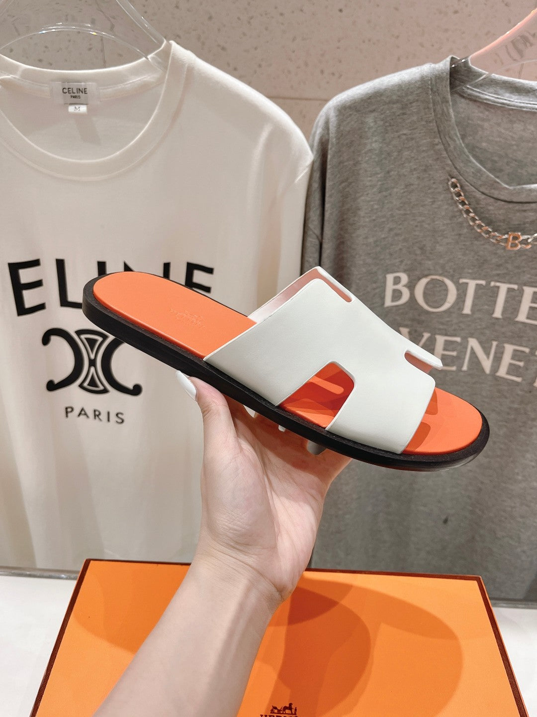 IZMIR SANDAL LIGHT ORANGE MIX WHITE LAMBSKIN - 35
