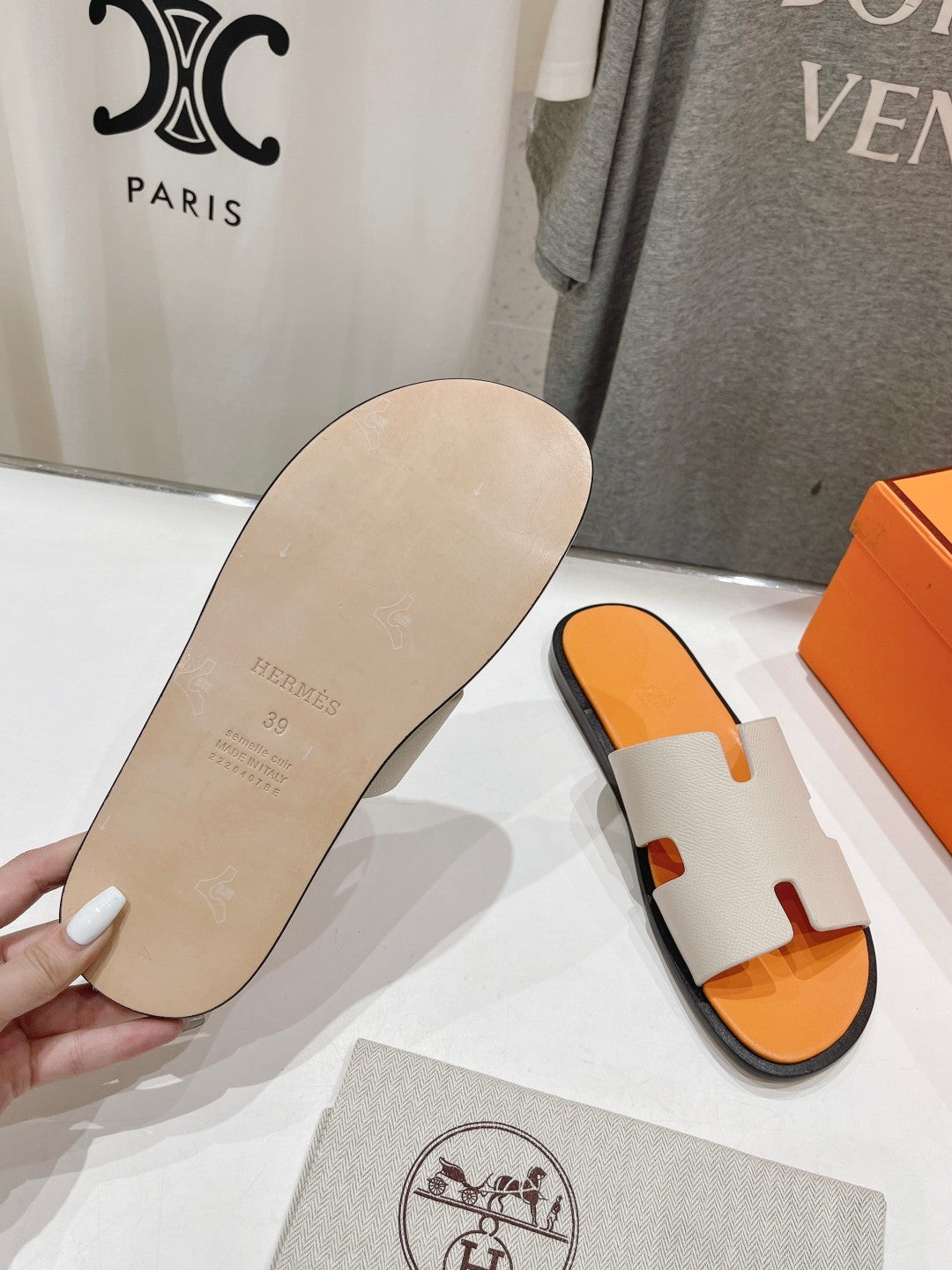 IZMIR SANDAL CREAM WHITE MIX LIGHT ORANGE LAMBSKIN - 35