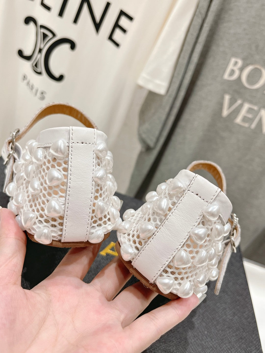 ALAIA PEARL MARY JANE SHOES IN WHITE MESH AND CALFSKIN - 35