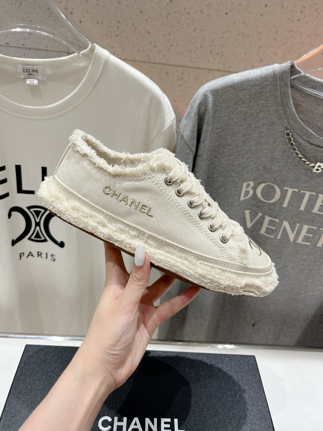 CC SNEAKER WHITE DENIM FABRIC - 35