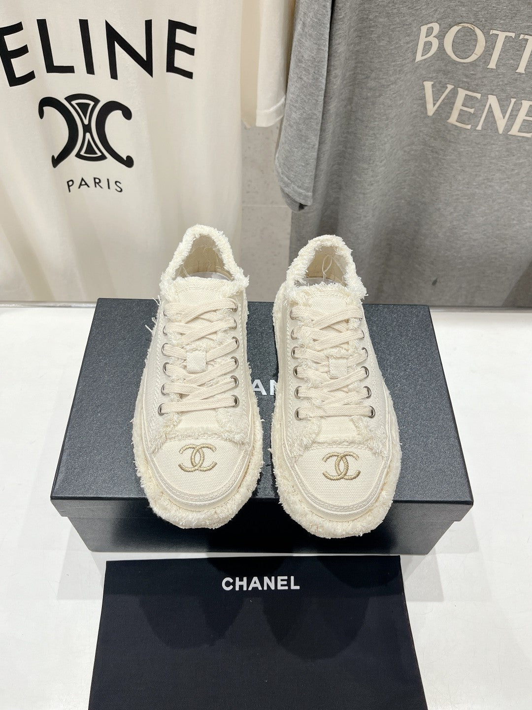 CC SNEAKER WHITE DENIM FABRIC - 35