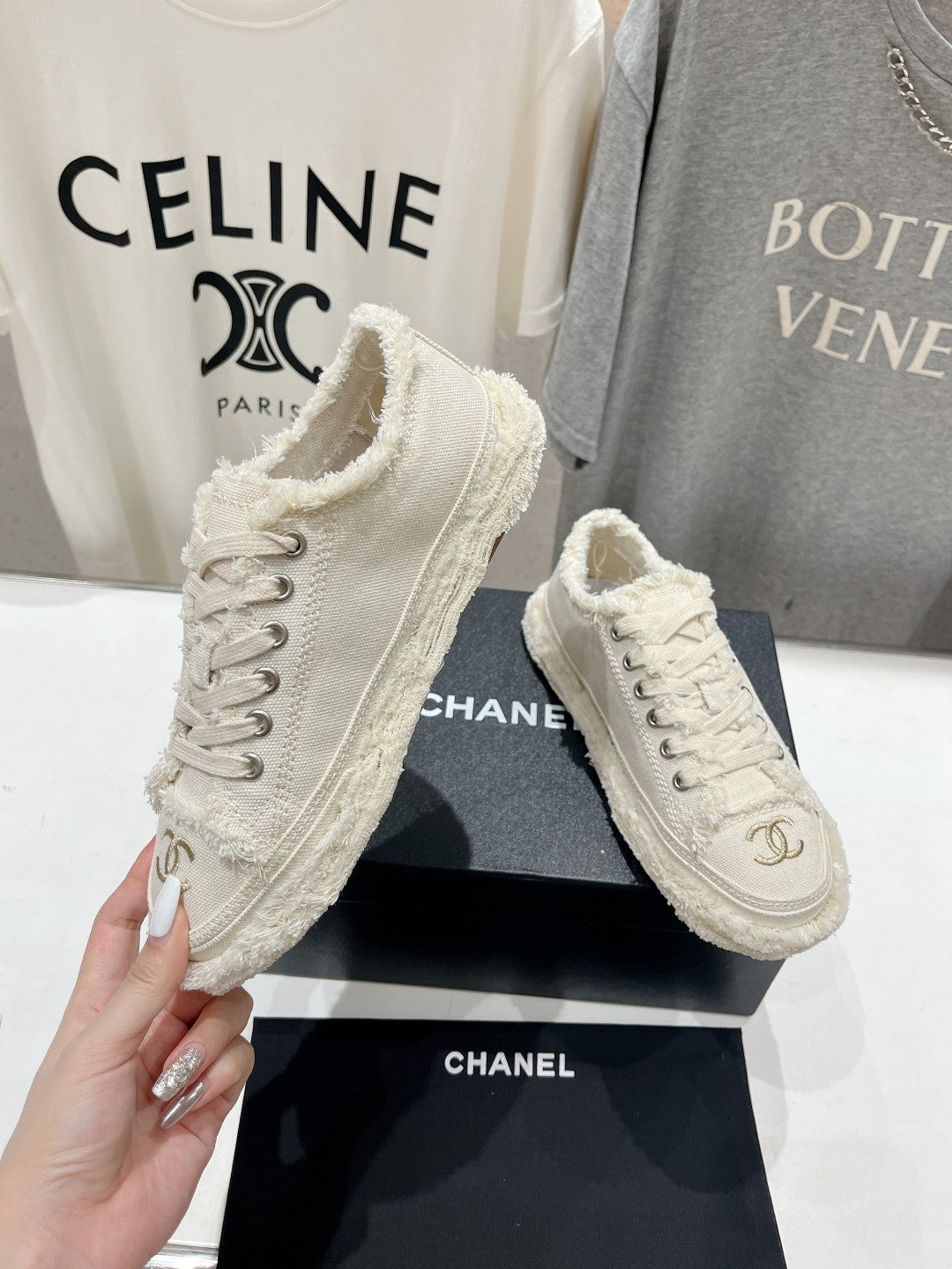 CC SNEAKER WHITE DENIM FABRIC - 35