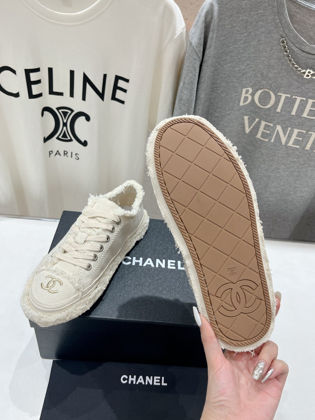 CC SNEAKER WHITE DENIM FABRIC - 35