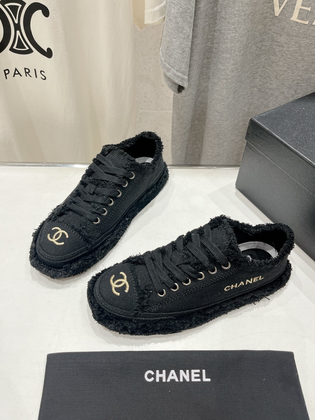 CC SNEAKER BLACK DENIM FABRIC - 35