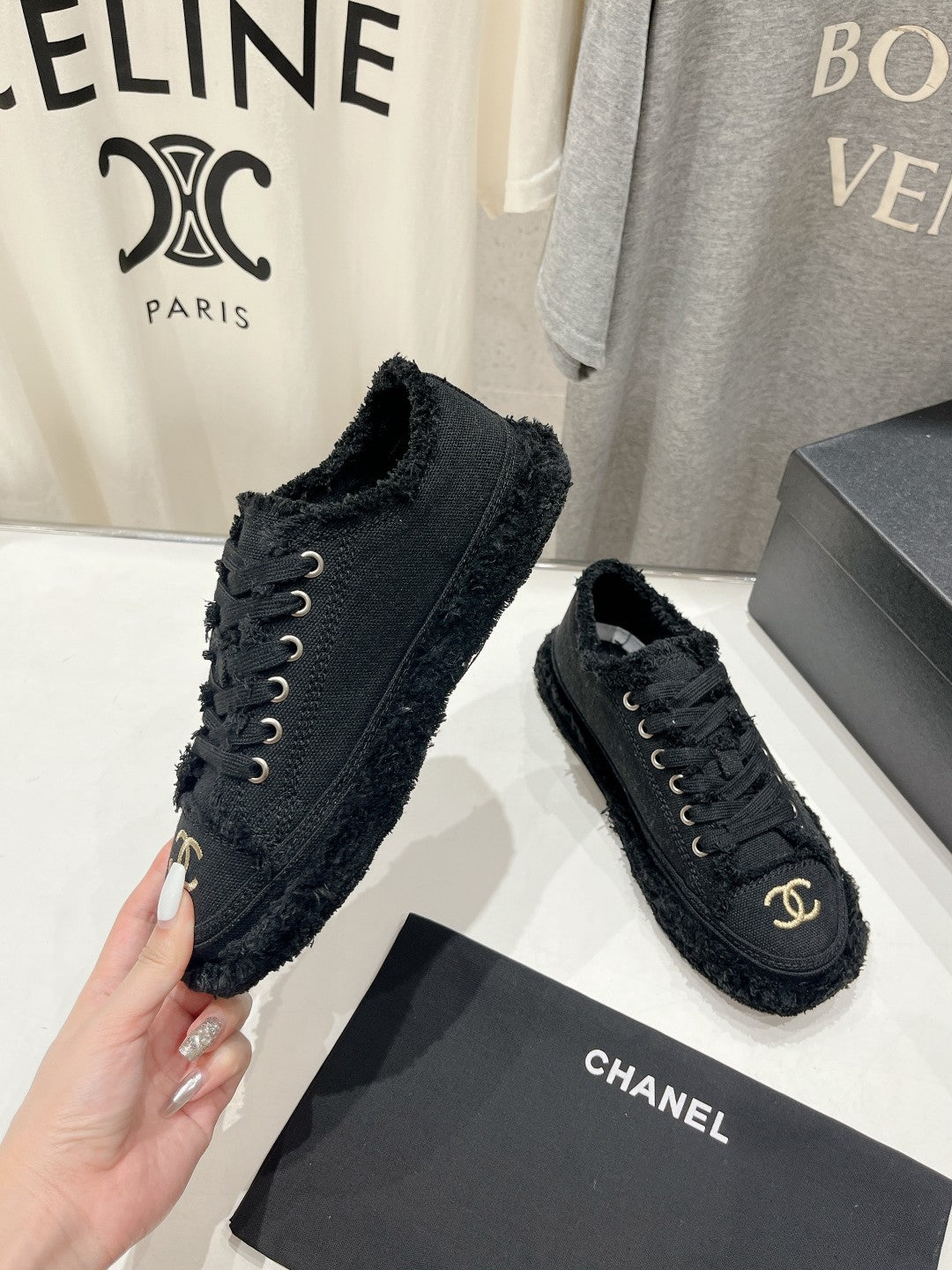 CC SNEAKER BLACK DENIM FABRIC - 35