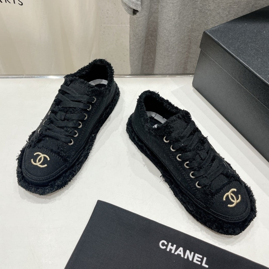 CC SNEAKER BLACK DENIM FABRIC - 35