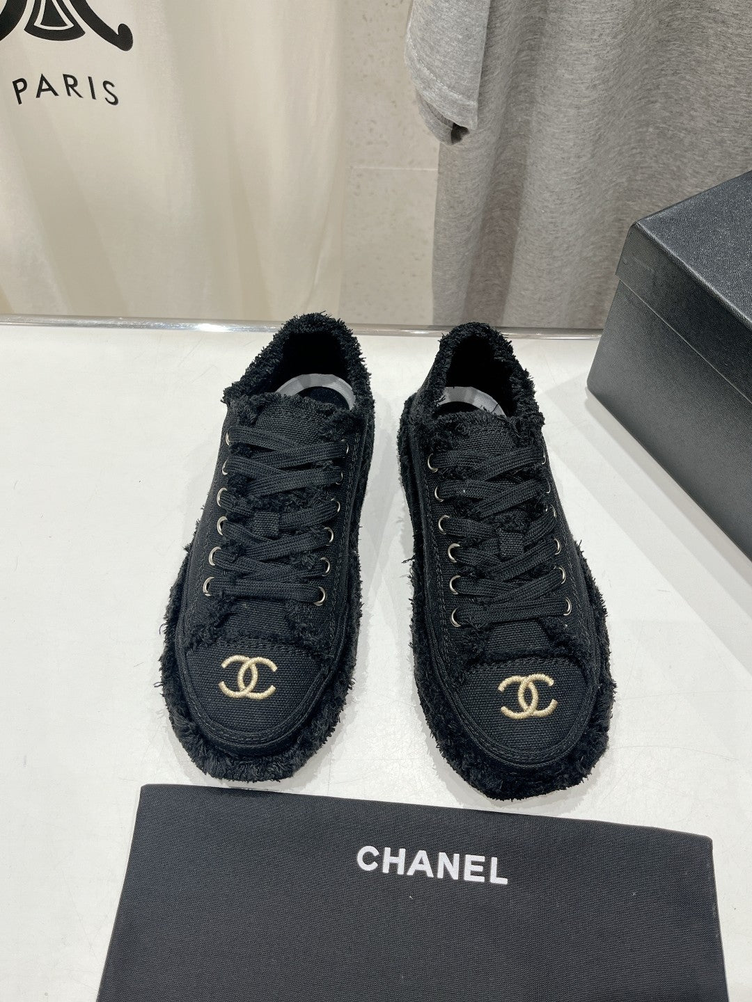 CC SNEAKER BLACK DENIM FABRIC - 35