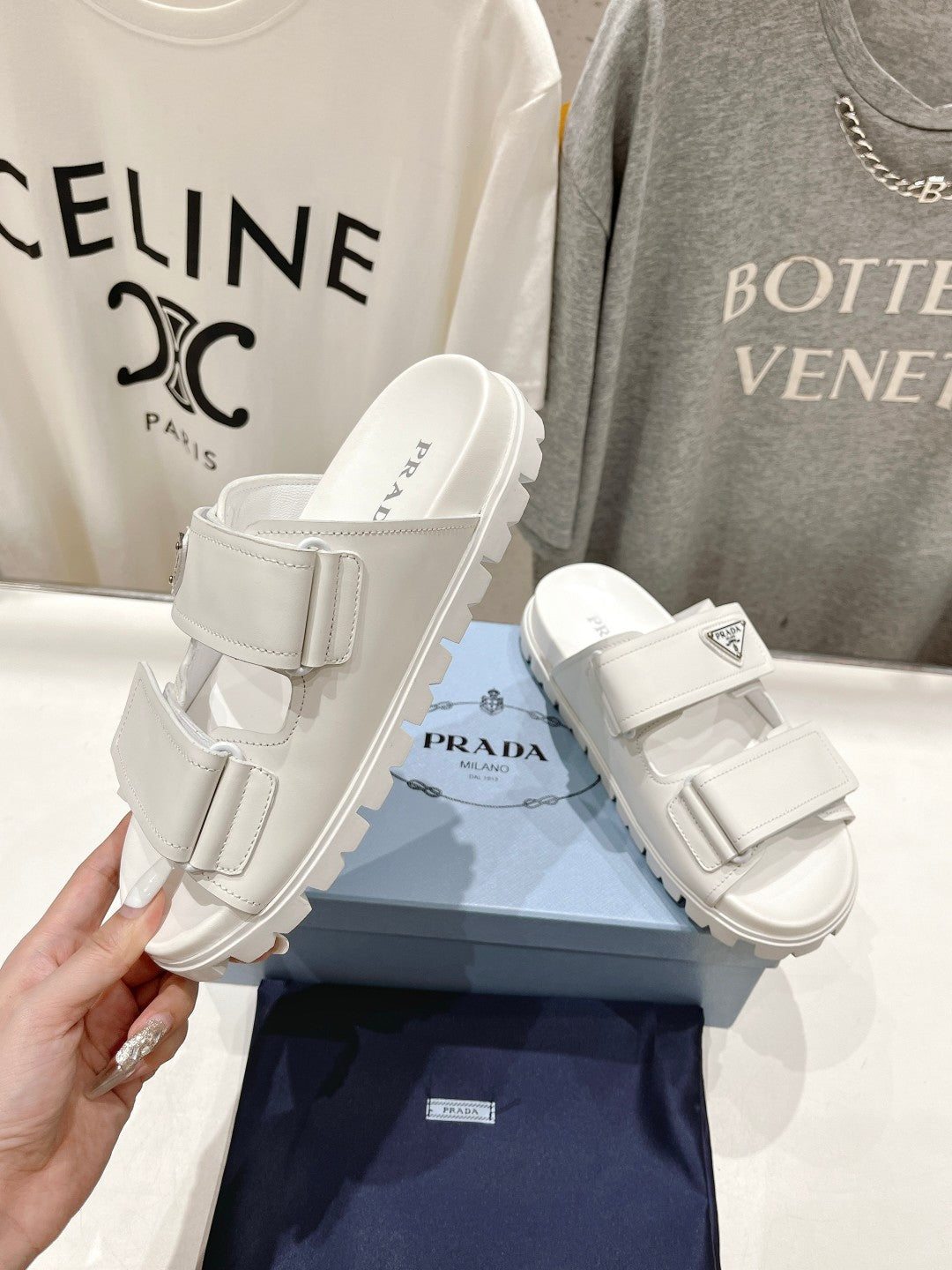 PRA STRAP SANDALS WHITE CALFSKIN - 35