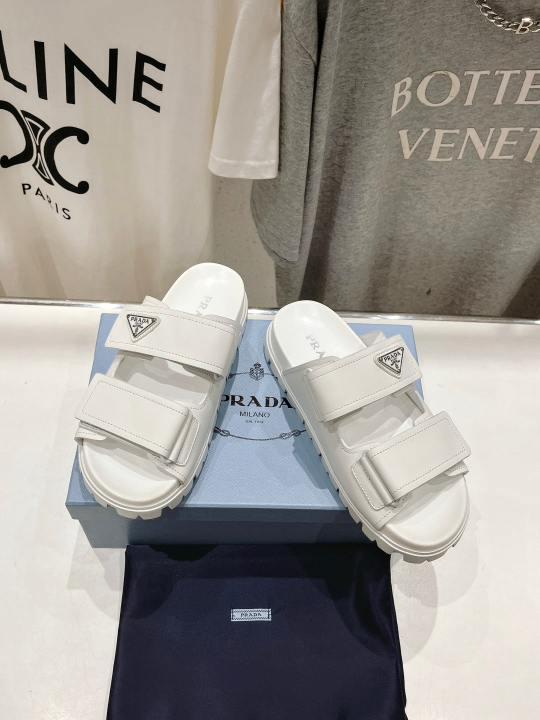 PRA STRAP SANDALS WHITE CALFSKIN - 35