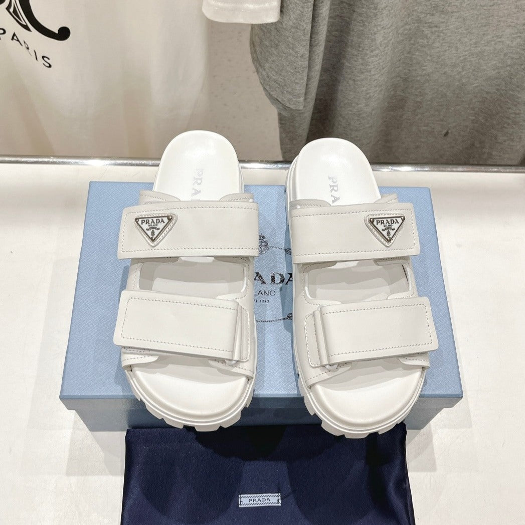 PRA STRAP SANDALS WHITE CALFSKIN - 35