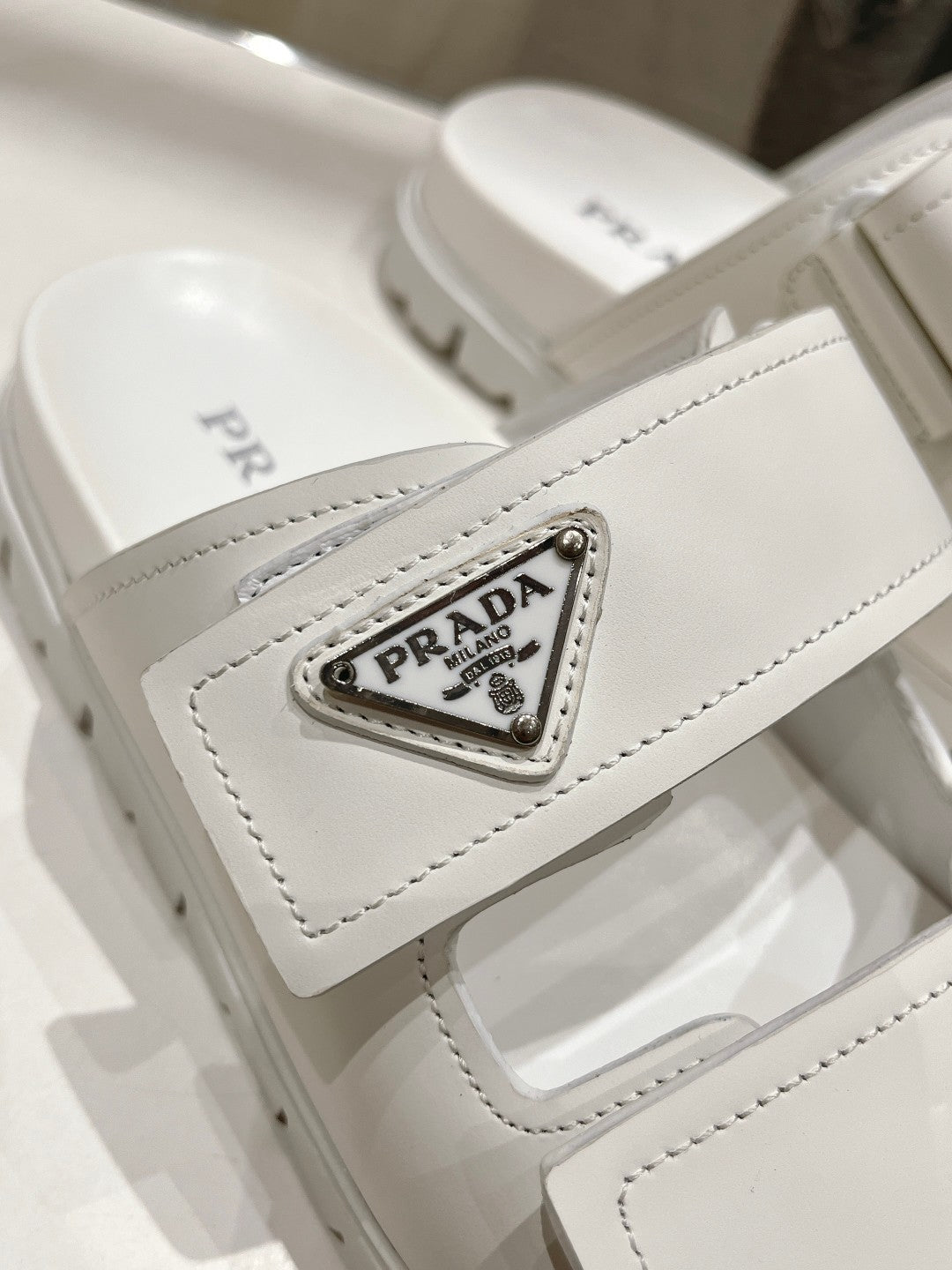 PRA STRAP SANDALS WHITE CALFSKIN - 35